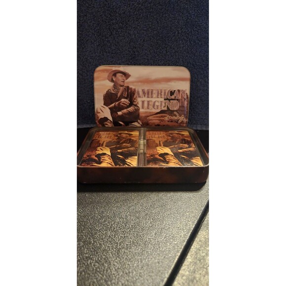 John Wayne Other - Vintage & Collectible John Wayne 2 decks of playing Sealed cards in a metal tin